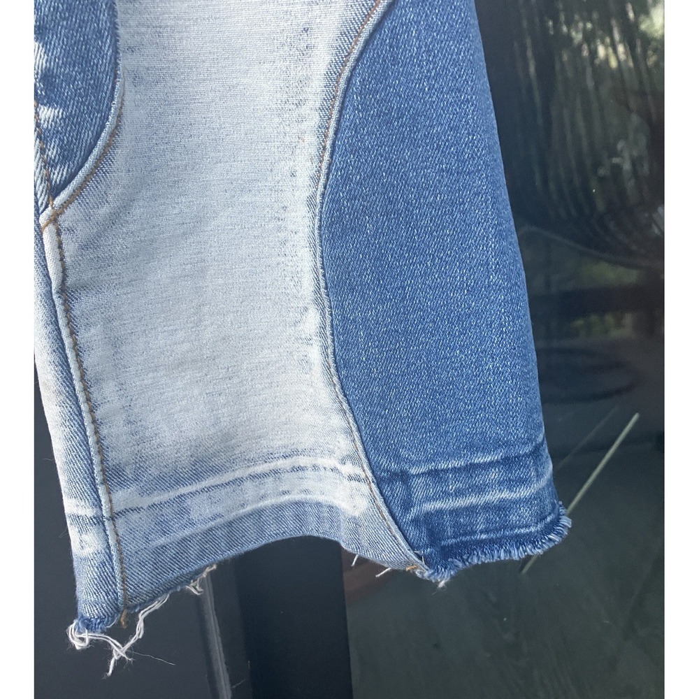 GUAPI Mens Size 28 Wavy Stacked Jeans Two Tone Patchwork Streetwear Blue - Picture 6 of 10
